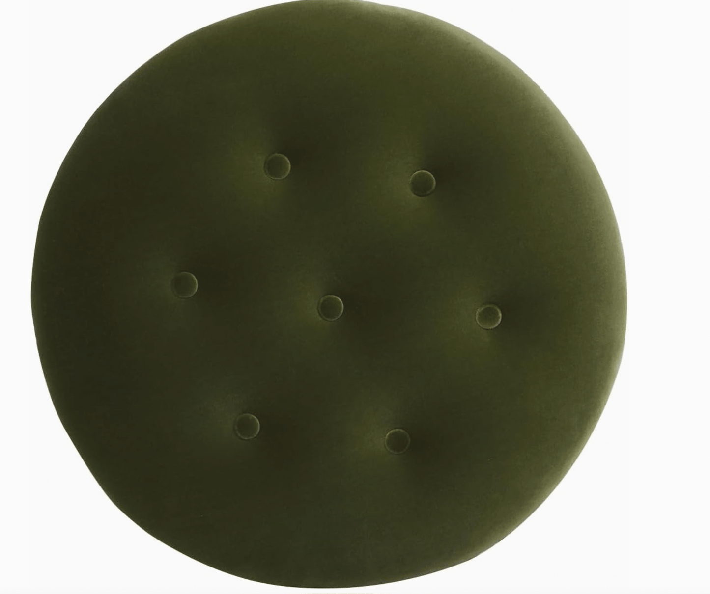 Round Upholstered Ottoman - Olive