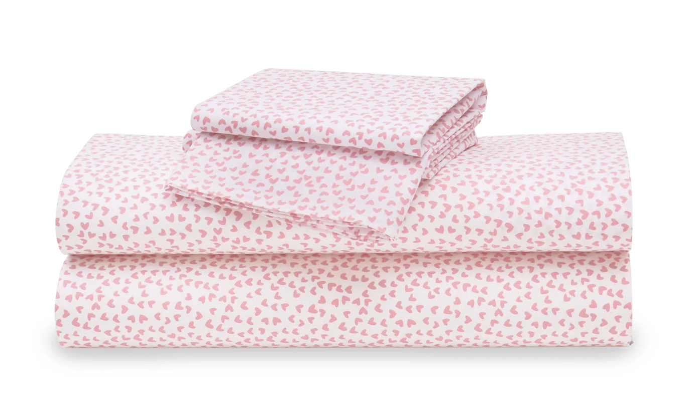 SWEETHEARTS PERCALE SHEET SET product image highlighting color, material, and overall design