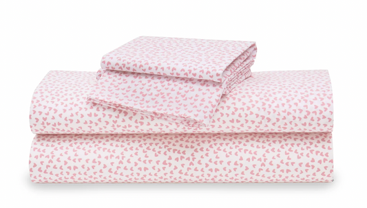 SWEETHEARTS PERCALE SHEET SET product image highlighting color, material, and overall design