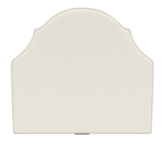 Ivory velvet smart dorm headboard with scalloped arch design