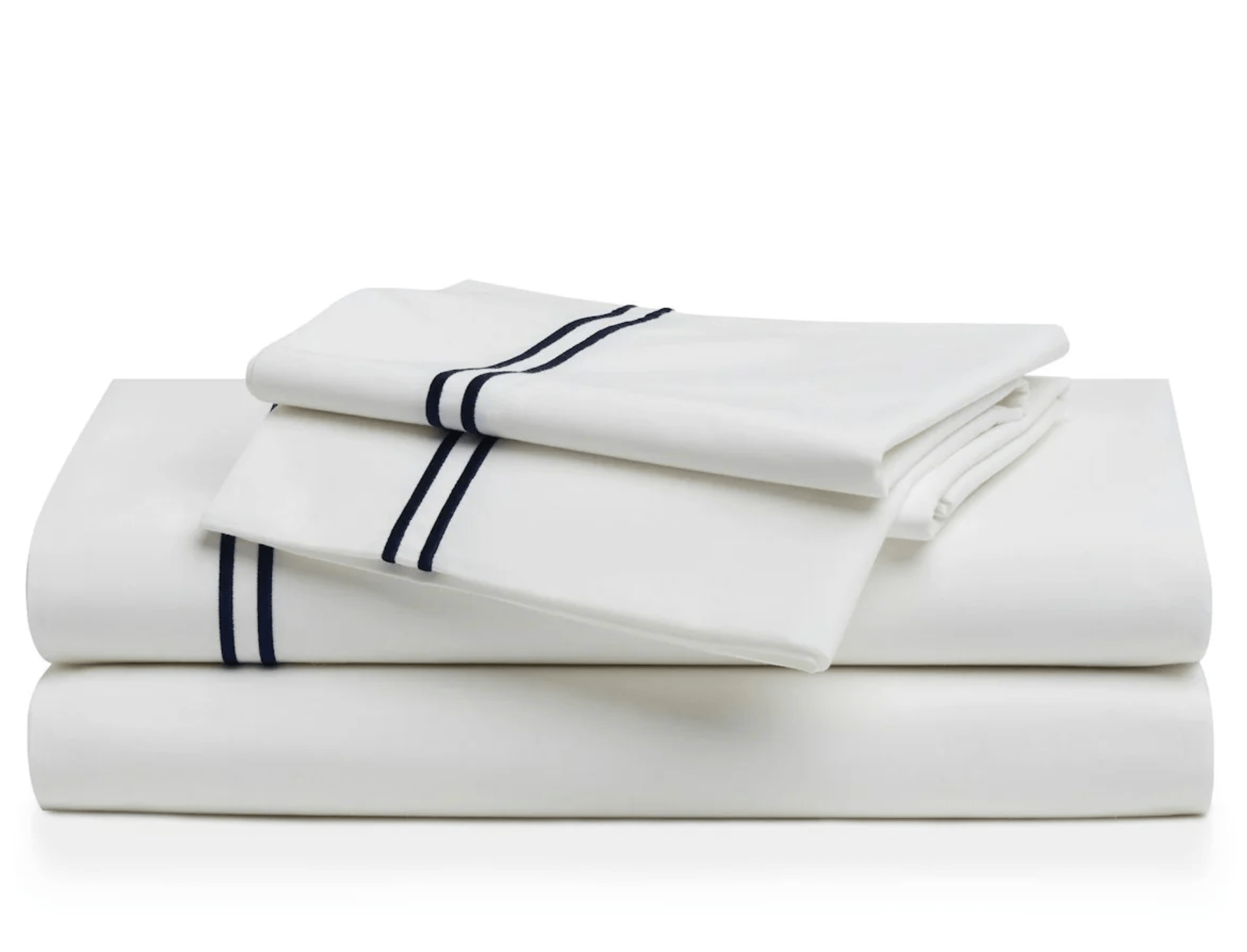 WHITE / NAVY PERCALE SHEET SET - Shannan Bower Home