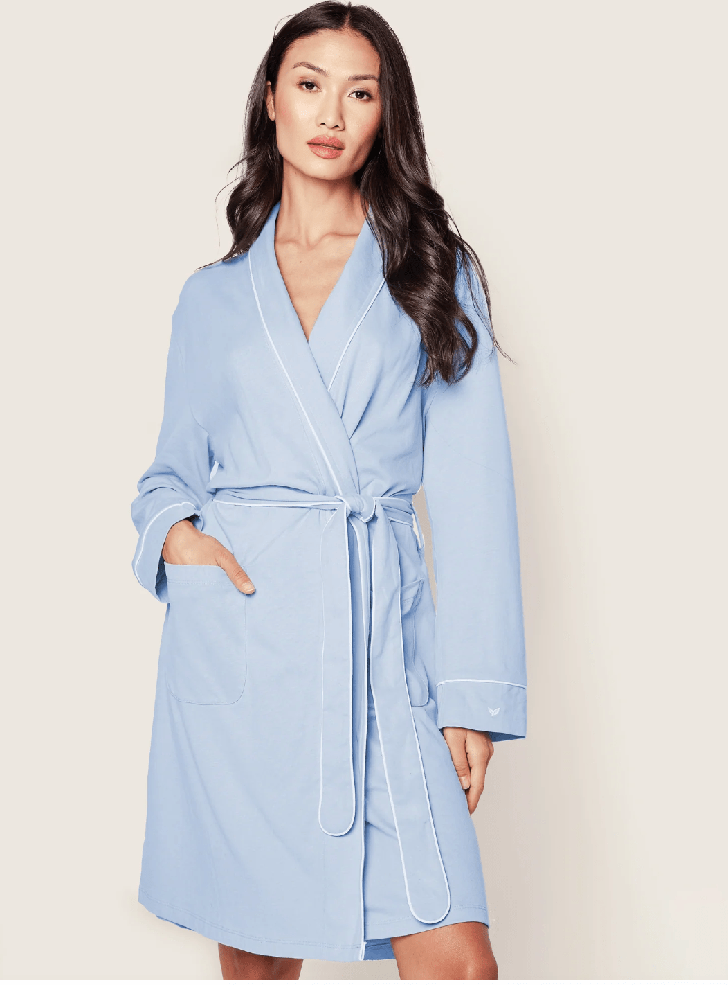 WOMEN'S LUXE PIMA ROBE - French Blue  Product Image  Shannan Bower Home