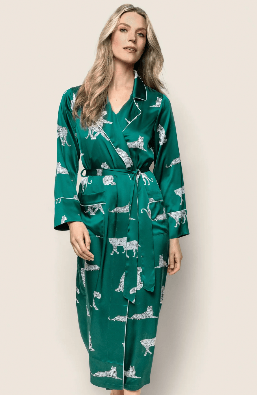 WOMEN'S SILK ROBE - Panthere De Luxe Product image highlighting color, material, and overall design.Shannan Bower Home