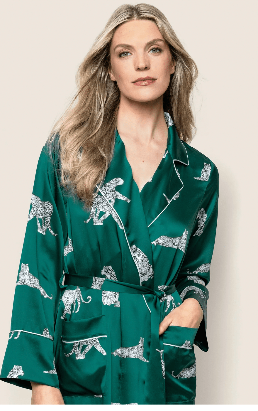WOMEN'S SILK ROBE - Panthere De Luxe Product image highlighting color, material, and overall design.Shannan Bower Home