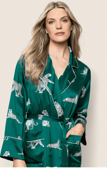 WOMEN'S SILK ROBE - Panthere De Luxe Product image highlighting color, material, and overall design.Shannan Bower Home
