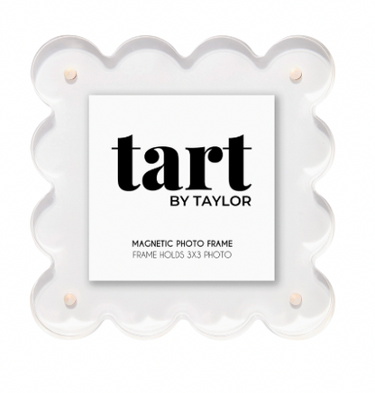 White magnetic photo frame with 'tart by Taylor' branding on a white background