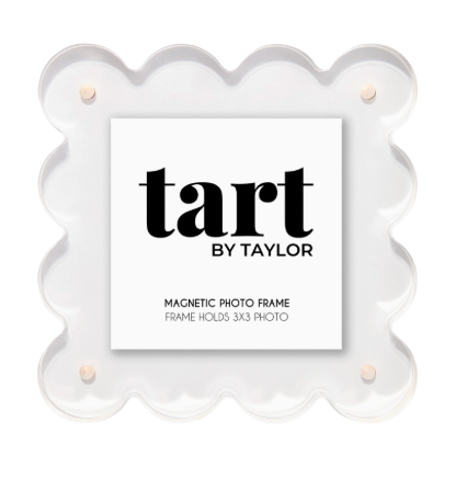 White magnetic photo frame with 'tart by Taylor' branding on a white background