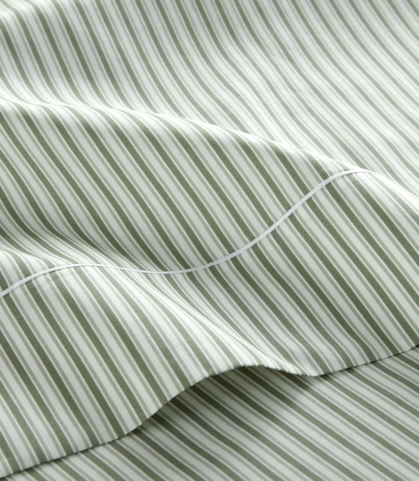 Close-up of Windsor striped sateen sheet set texture and weave