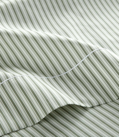 Close-up of Windsor striped sateen sheet set texture and weave