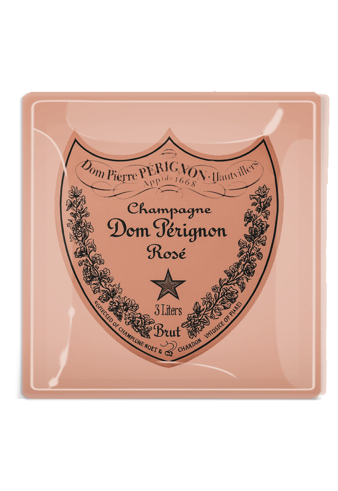 VINTAGE DOM PERIGNON ROSE DECOUPAGE GLASS TRAY - Shannan Bower Home