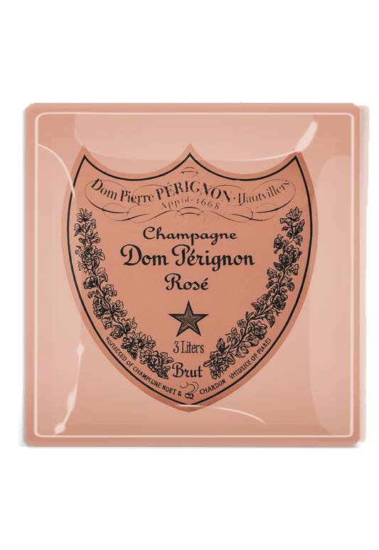 VINTAGE DOM PERIGNON ROSE DECOUPAGE GLASS TRAY - Shannan Bower Home
