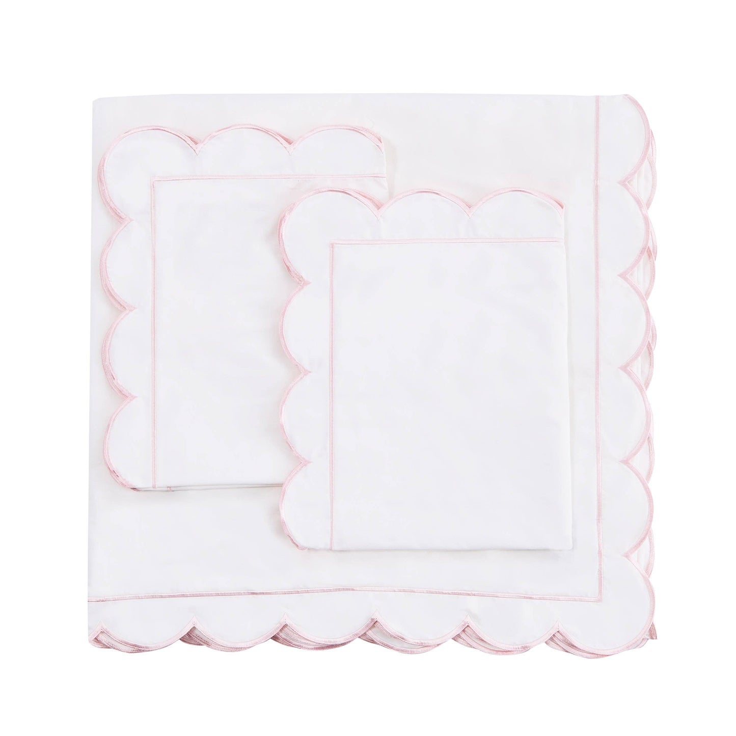 Jillian Pink Scallop Embroidered Bedding Bundle
