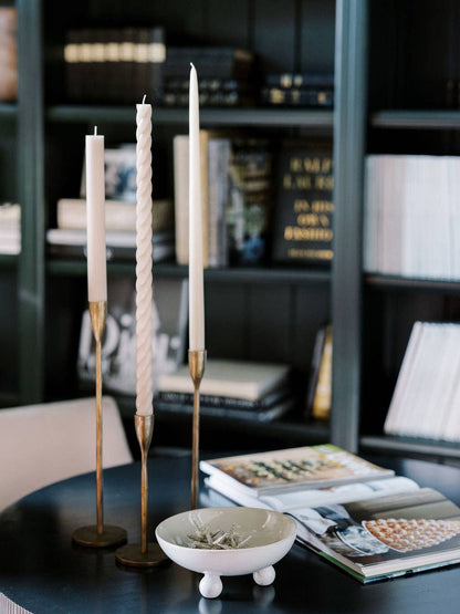 HANDCRAFTED ANTIQUE BRASS CANDLESTICK - (S/3) - Shannan Bower Home