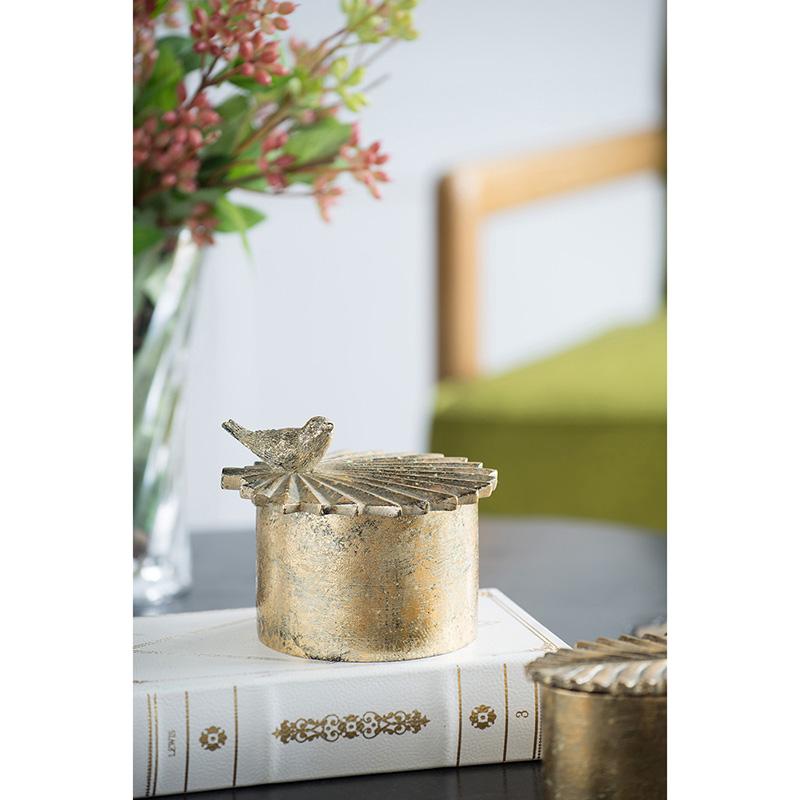 Antique Gold Bird Trinket Box